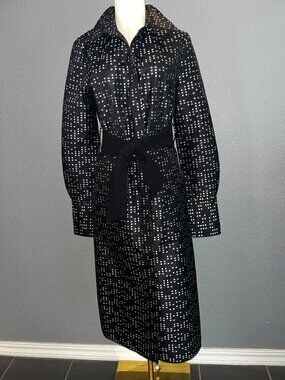 MAIYET 100% Silk Geometric Print Belted Midi Shirt Dress - Made in India - EU38